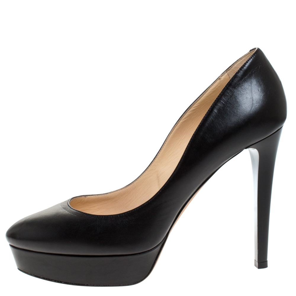 

Jimmy Choo Black Leather Alex Platform Pumps Size