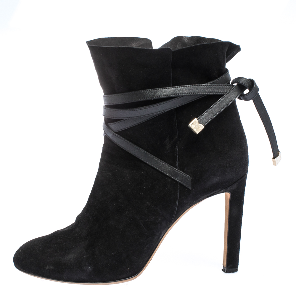 

Jimmy Choo Black Suede and Leather Dalal Ankle Boots Size