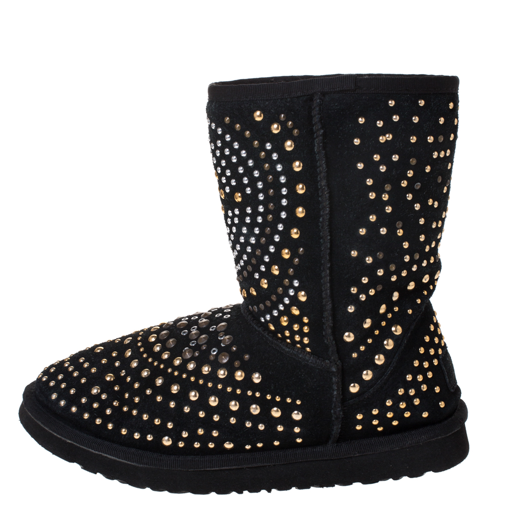 

Jimmy Choo x Uggs Black Studded Suede Mandah Boots Size