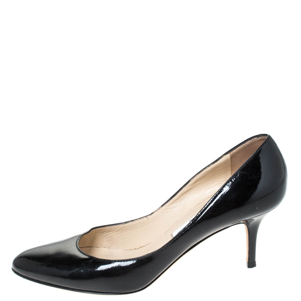 

Jimmy Choo Black Leather Bridget Round Toe Pumps Size