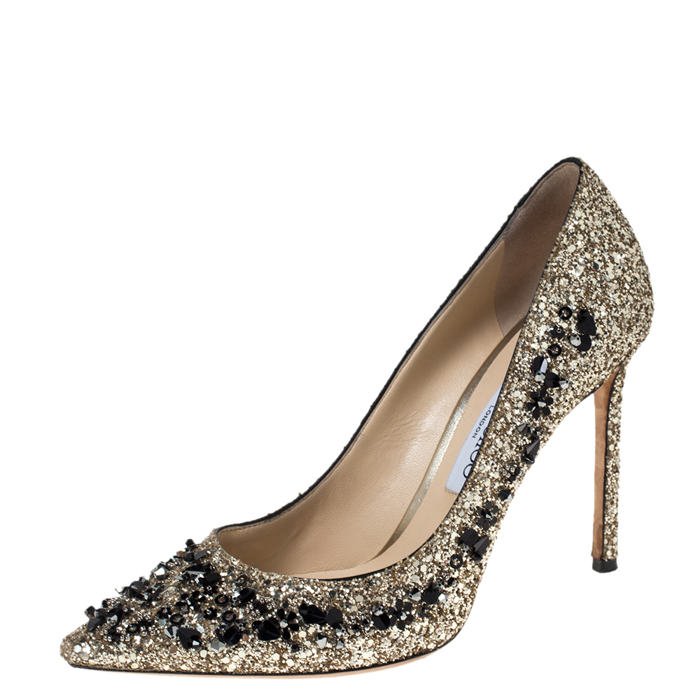 jimmy choo romy 100 glitter heels