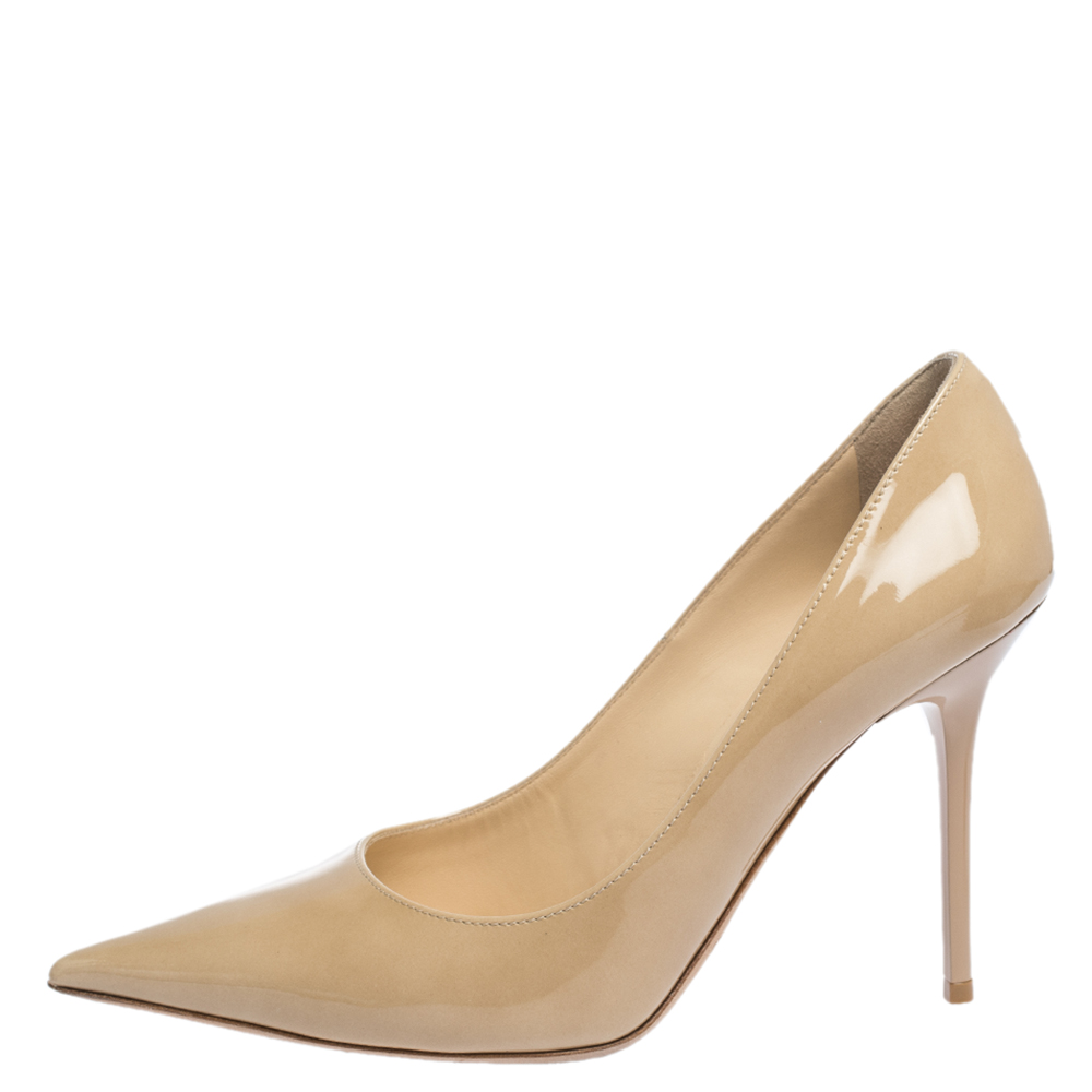

Jimmy Choo Beige Patent Leather Abel Pointed Toe Pumps Size