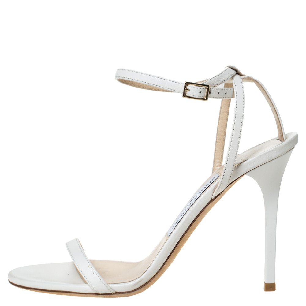 

Jimmy Choo White Leather Minny Ankle Strap Sandals Size