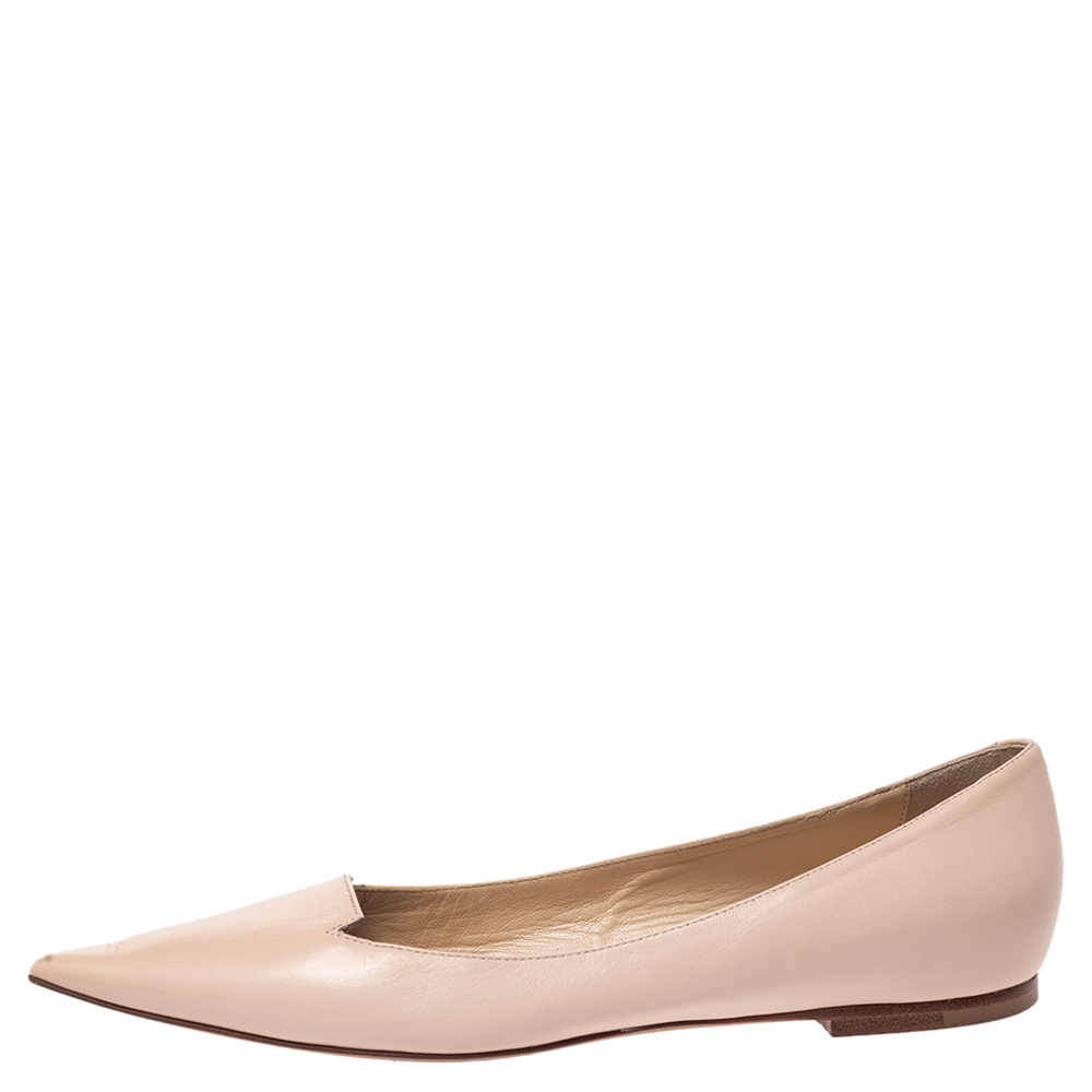 

Jimmy Choo Beige Leather Attila Ballet Flats Size