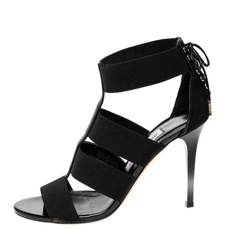 

Jimmy Choo Black Elastic Dario Ladder Sandals Size