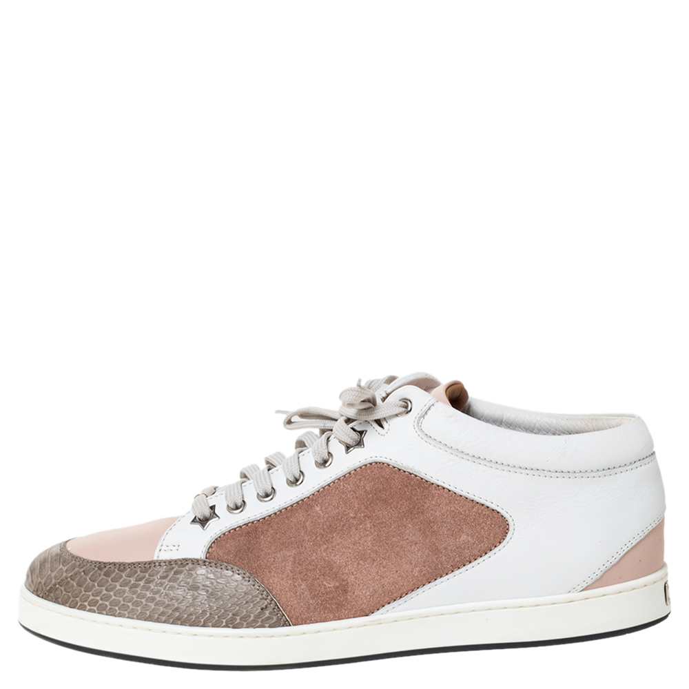 

Jimmy Choo Tricolor Suede Leather And Python Trim Miami Low Top Sneakers Size, Multicolor