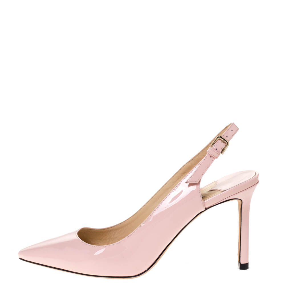 

Jimmy Choo Pink Patent Leather Erin Slingback Sandals Size