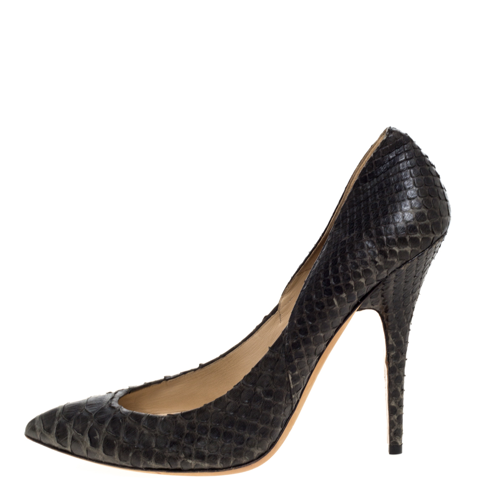 

Jimmy Choo Dark Grey Python Anouk Pointed Toe Pumps Size