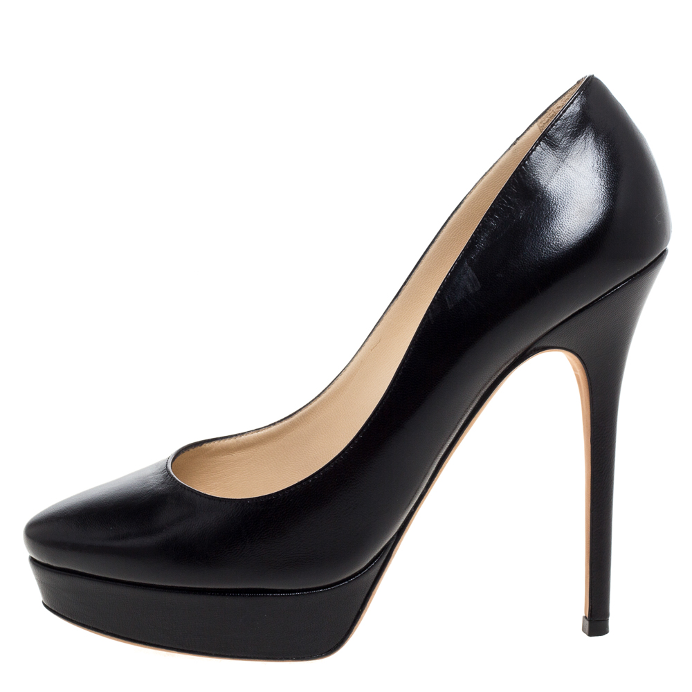 

Jimmy Choo Black Leather Alex Platform Pumps Size