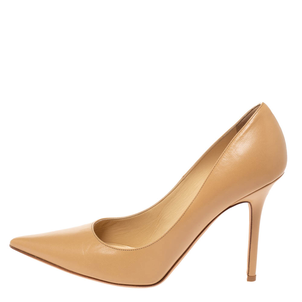 

Jimmy Choo Beige Leather Romy Pointed Toe Pumps Size