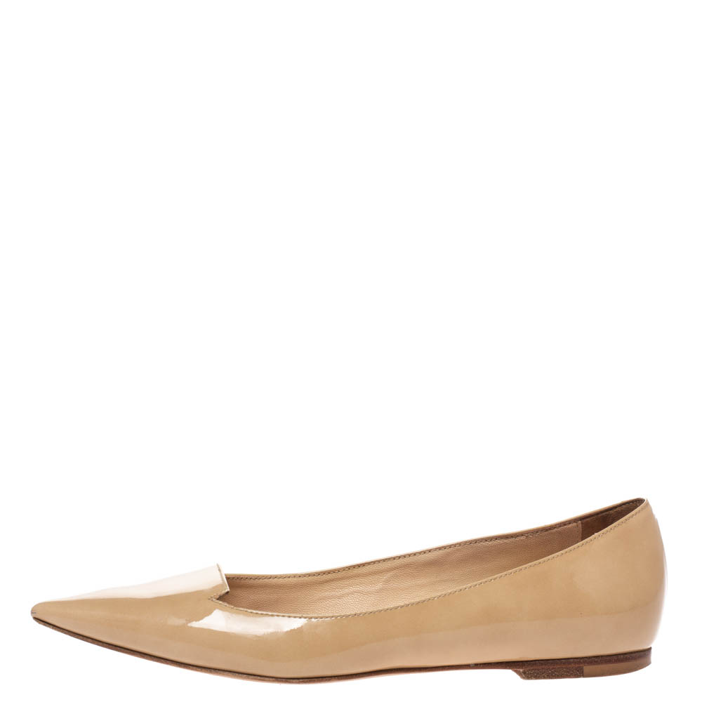 

Jimmy Choo Beige Leather Attila Ballet Flats Size