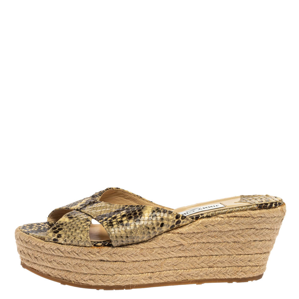 

Jimmy Choo Multicolor Snakeskin Embossed Leather 'Paisley' Sandals Size