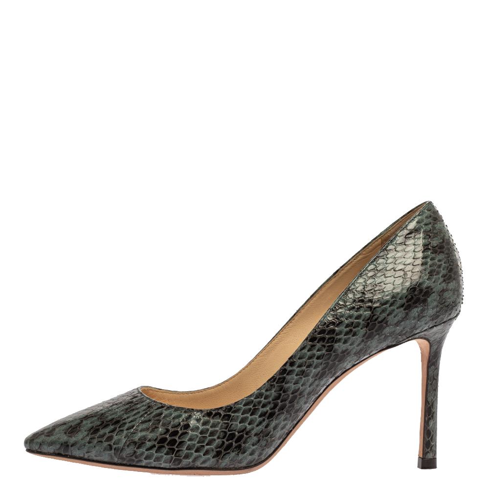 

Jimmy Choo Two Tone Python Leather Abel Pointed Toe Pumps Size, Grey