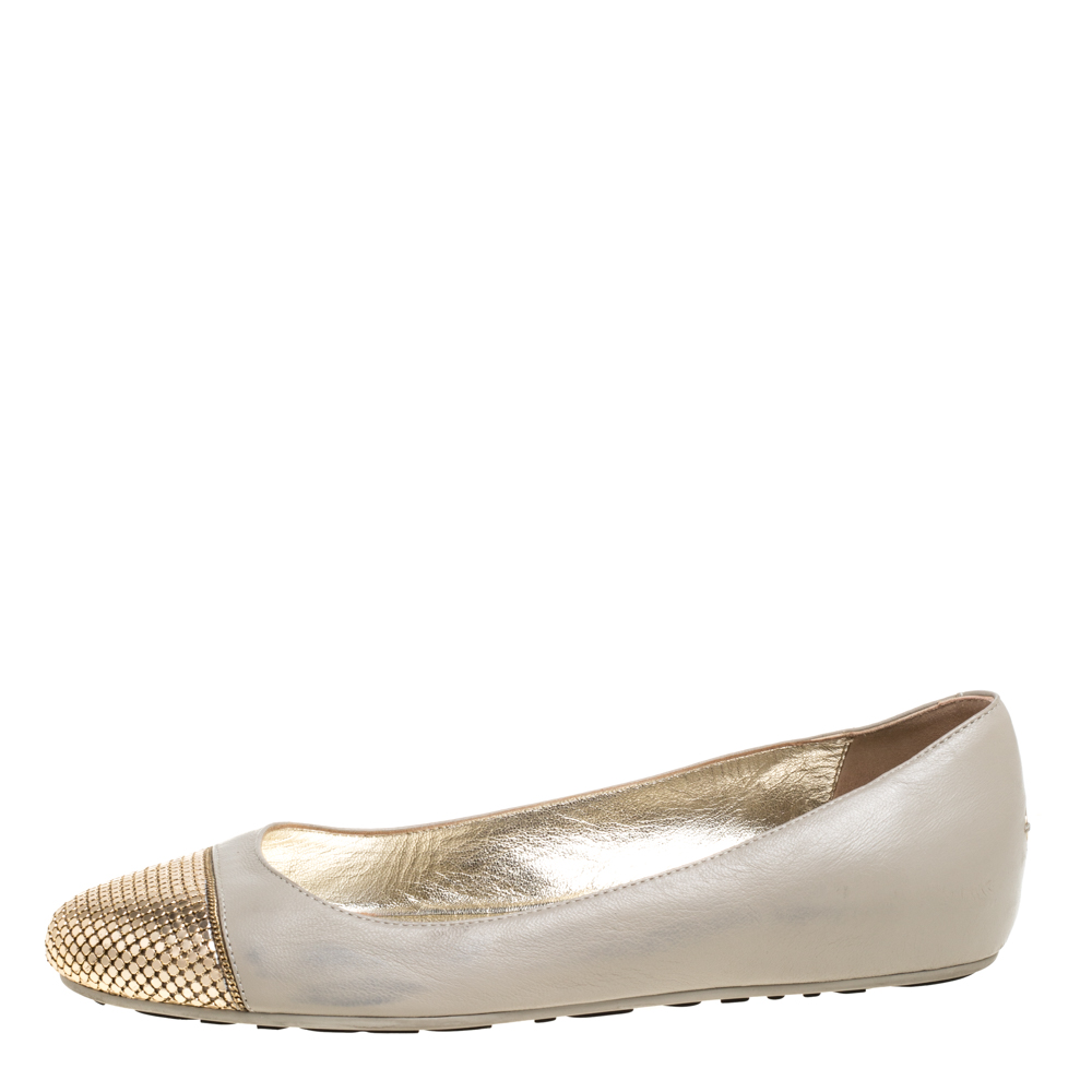 

Jimmy Choo Beige Leather Waine Ballet Flats Size