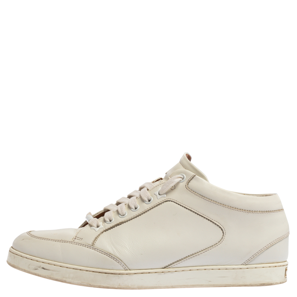 

Jimmy Choo White Leather Miami Low Top Sneakers Size