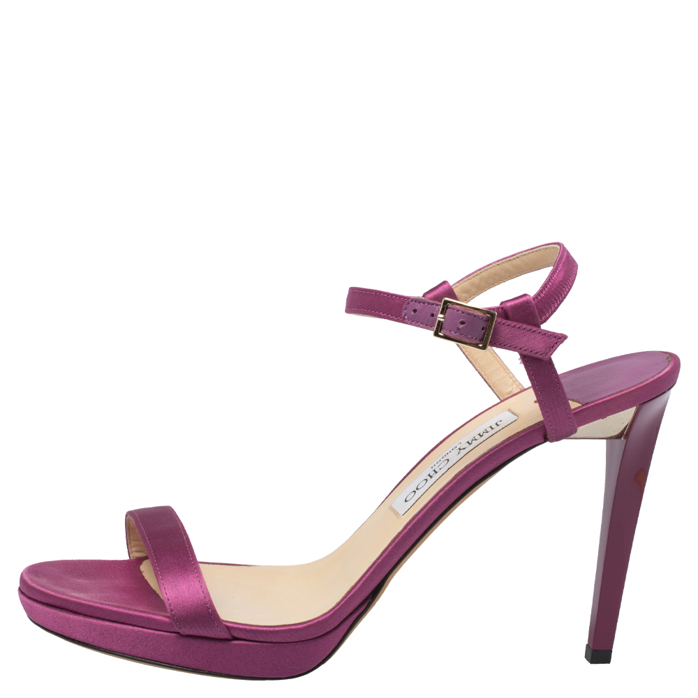 

Jimmy Choo Purple Satin Minny Ankle Strap Sandals Size