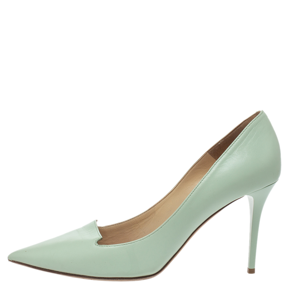 

Jimmy Choo Mint Green Leather Alia Pumps Size