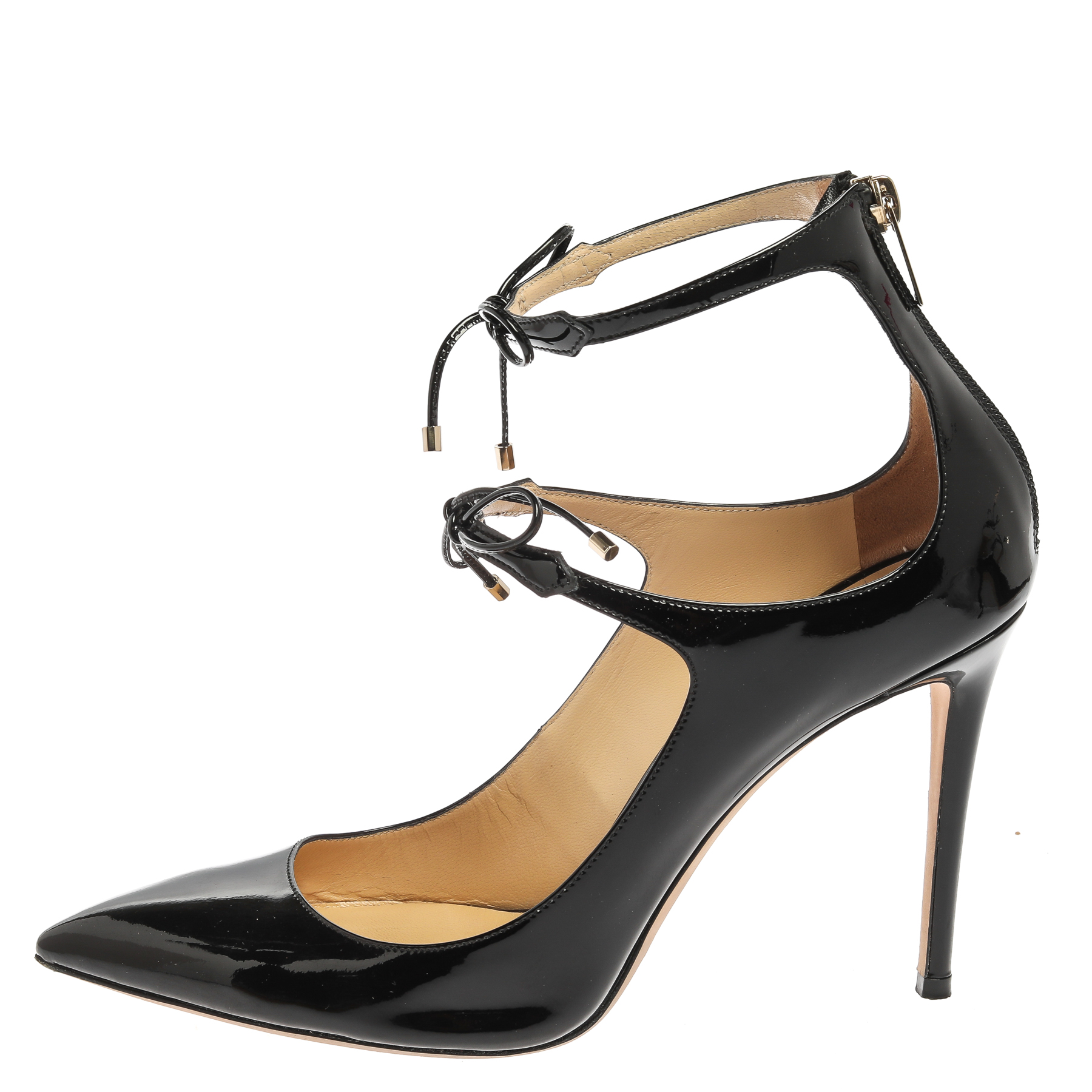 

Jimmy Choo Black Patent Leather Double Bow Sage Pumps Size