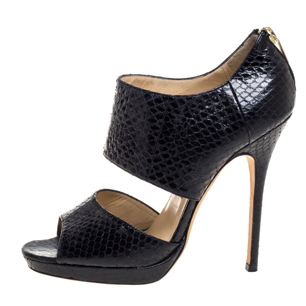 

Jimmy Choo Black Python Private Sandals Size