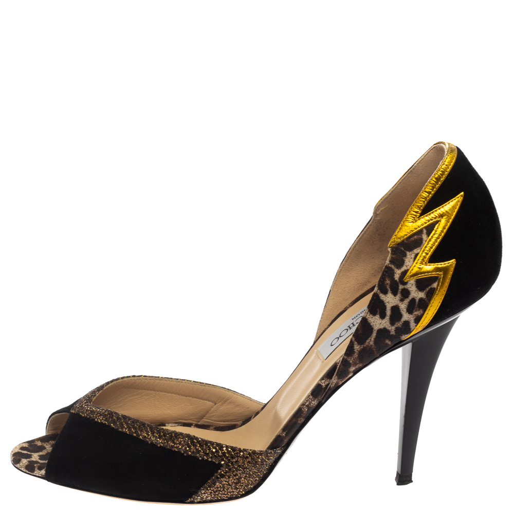 

Jimmy Choo Black Suede and Glitter Nicci D'orsay Pumps Size