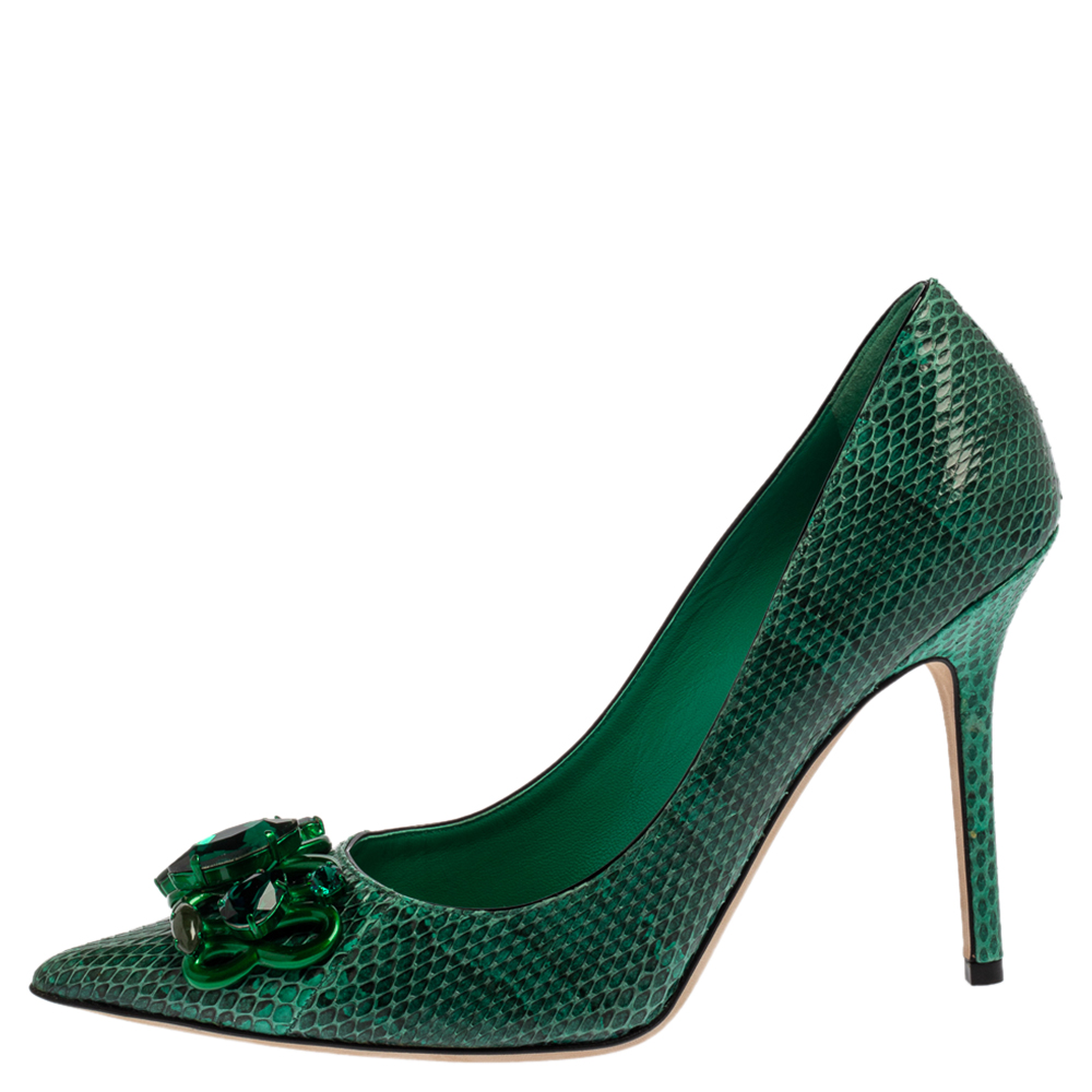 

Jimmy Choo Green Snake Skin Emerald Abel Pumps Size