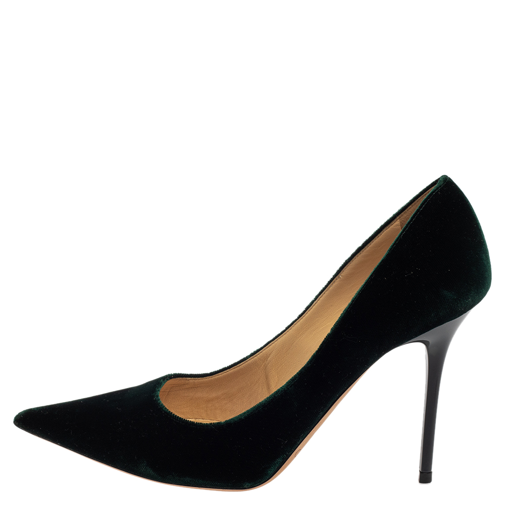 

Jimmy Choo Green Velvet Romy Pointed Toe Pumps Size