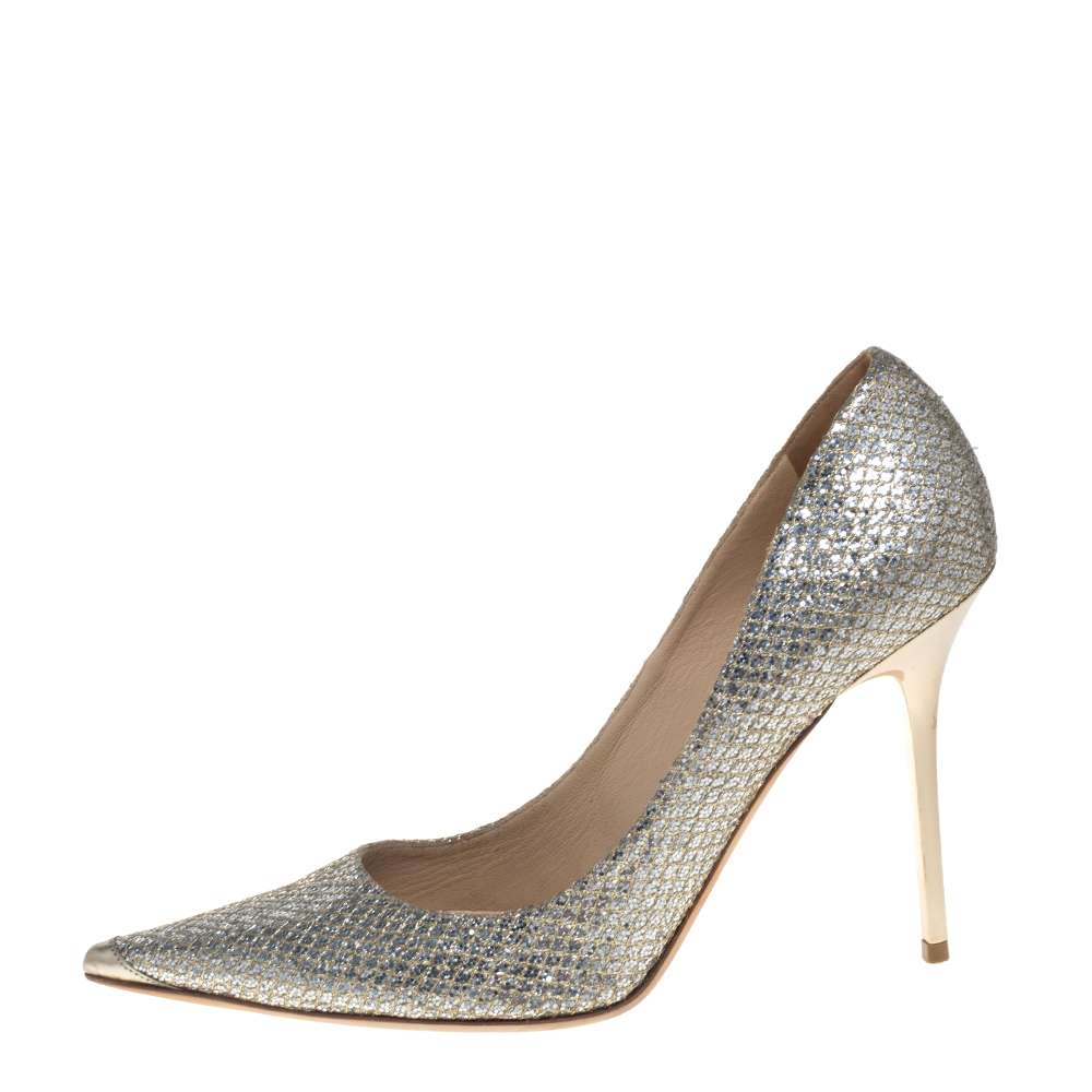 

Jimmy Choo Metallic Glitter Abel Pointed Toe Pumps Size