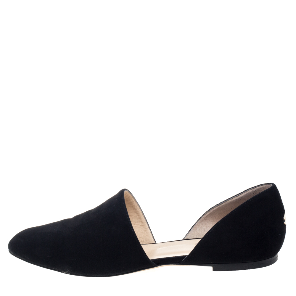 

Jimmy Choo Black Suede Globe Flats Size