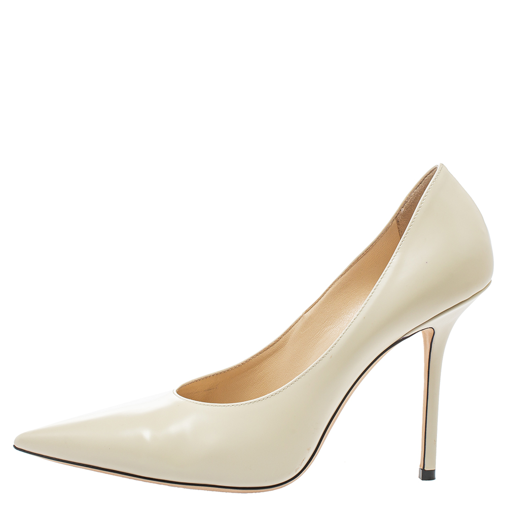 

Jimmy Choo Cream Leather Abel Pointed Toe Pumps Size