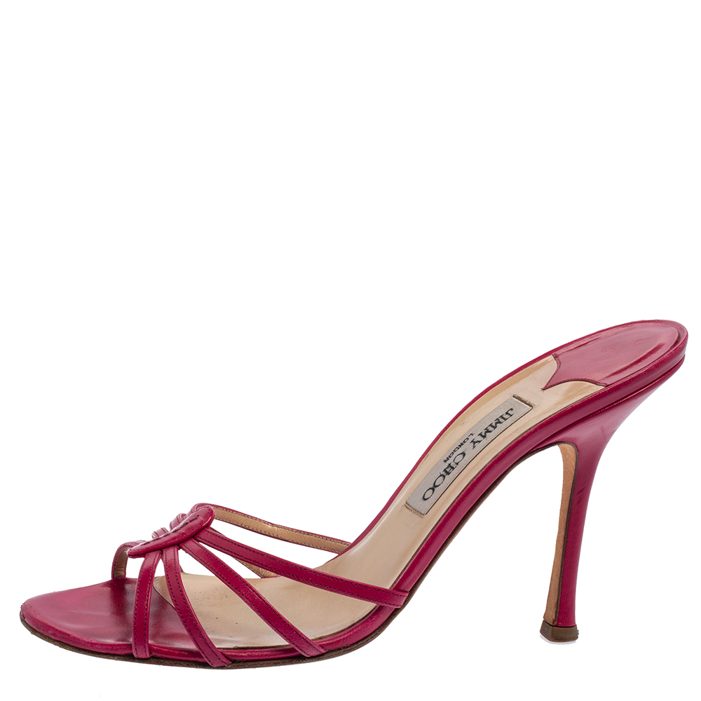 

Jimmy Choo Pink Leather Slide Sandals Size
