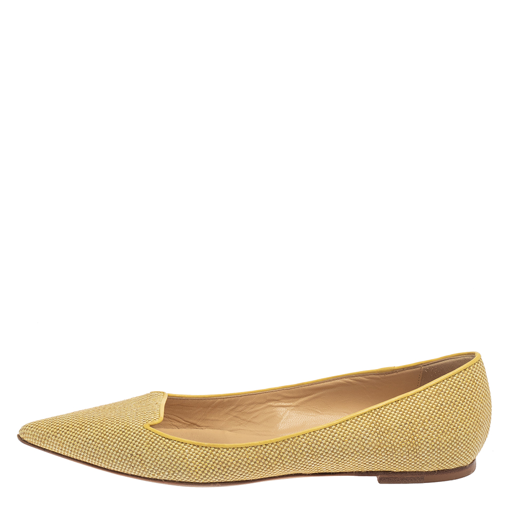 

Jimmy Choo Yellow Canvas Attila Ballet Flats Size