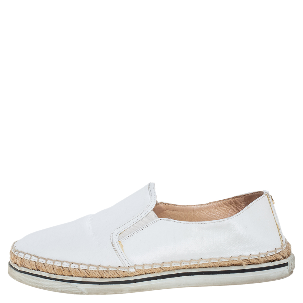

Jimmy Choo White Patent Leather Dawn Espadrille Loafers Size