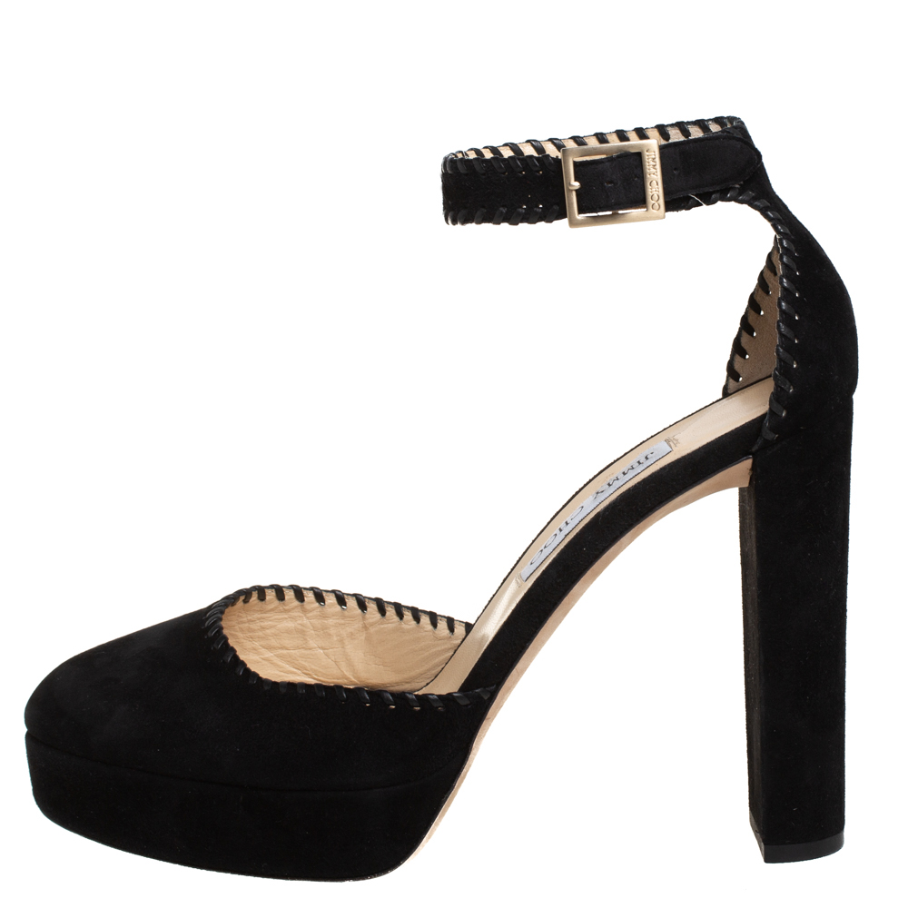 

Jimmy Choo Black Suede Daphne Ankle Strap Pumps Size