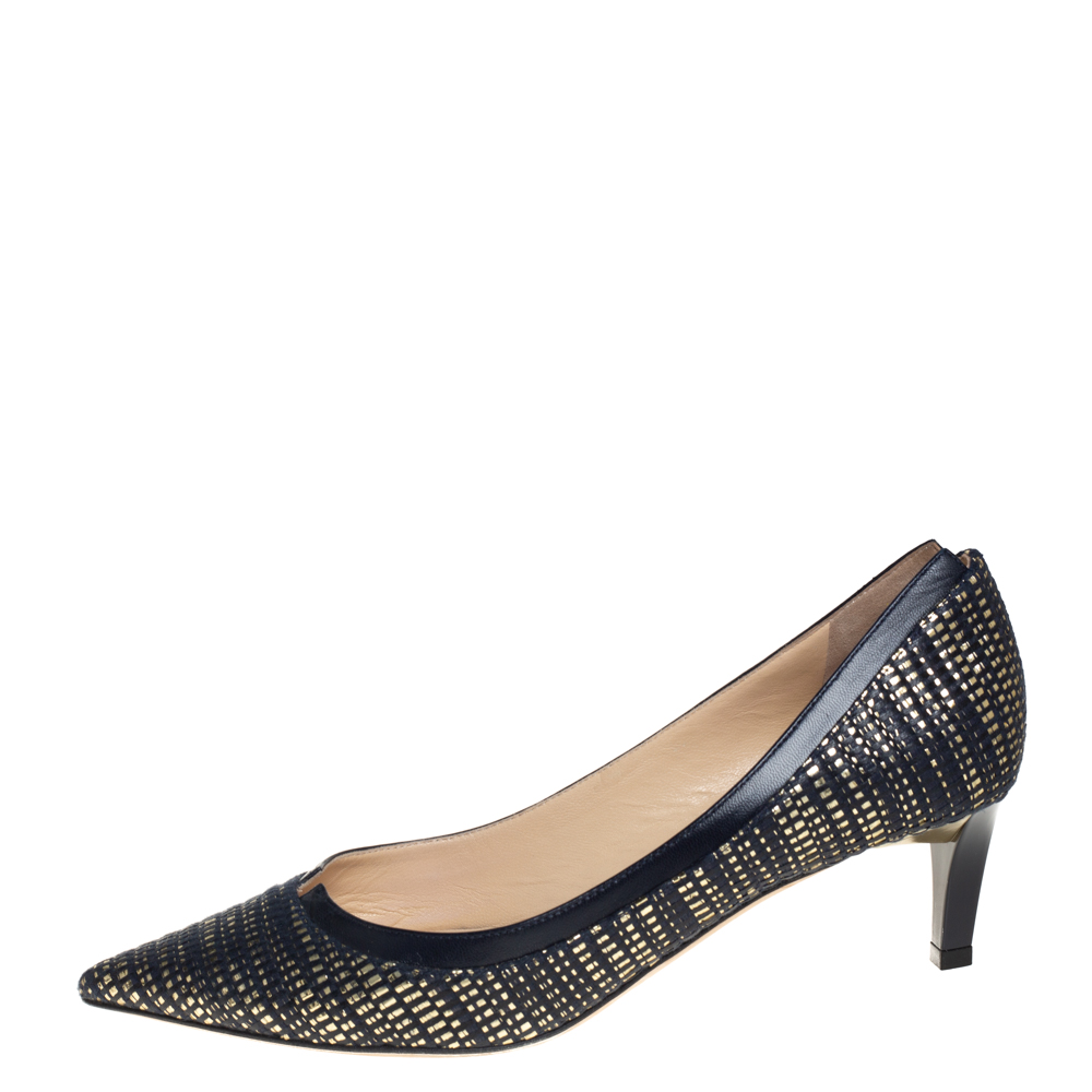 

Jimmy Choo Multicolor Tweed And Black Leather Imogene Pumps Size