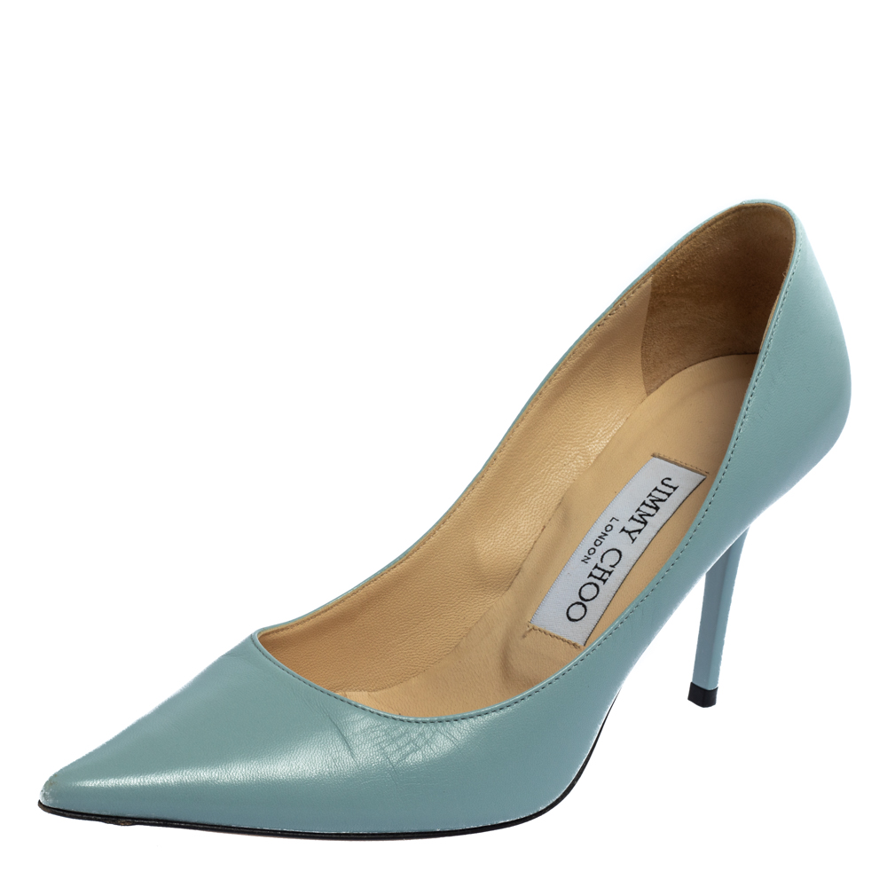 Pre-owned Jimmy Choo Blue Leather Anouk Pumps Size 35