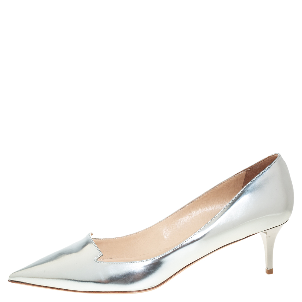 

Jimmy Choo Silver Leather Allure Pointed Toe Pumps Size