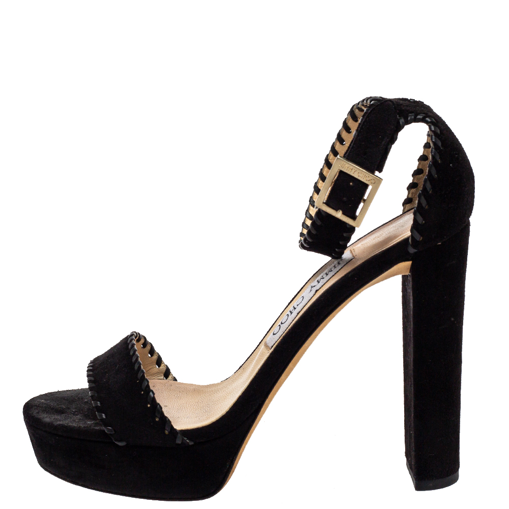 

Jimmy Choo Black Suede Ankle Strap Sandals Size