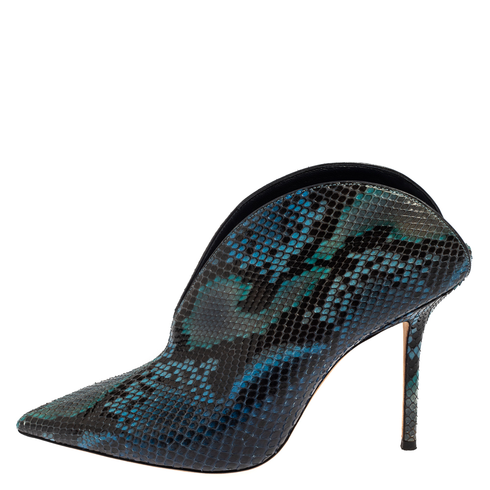 

Jimmy Choo Blue/Black Python Loris Mule Sandals Size