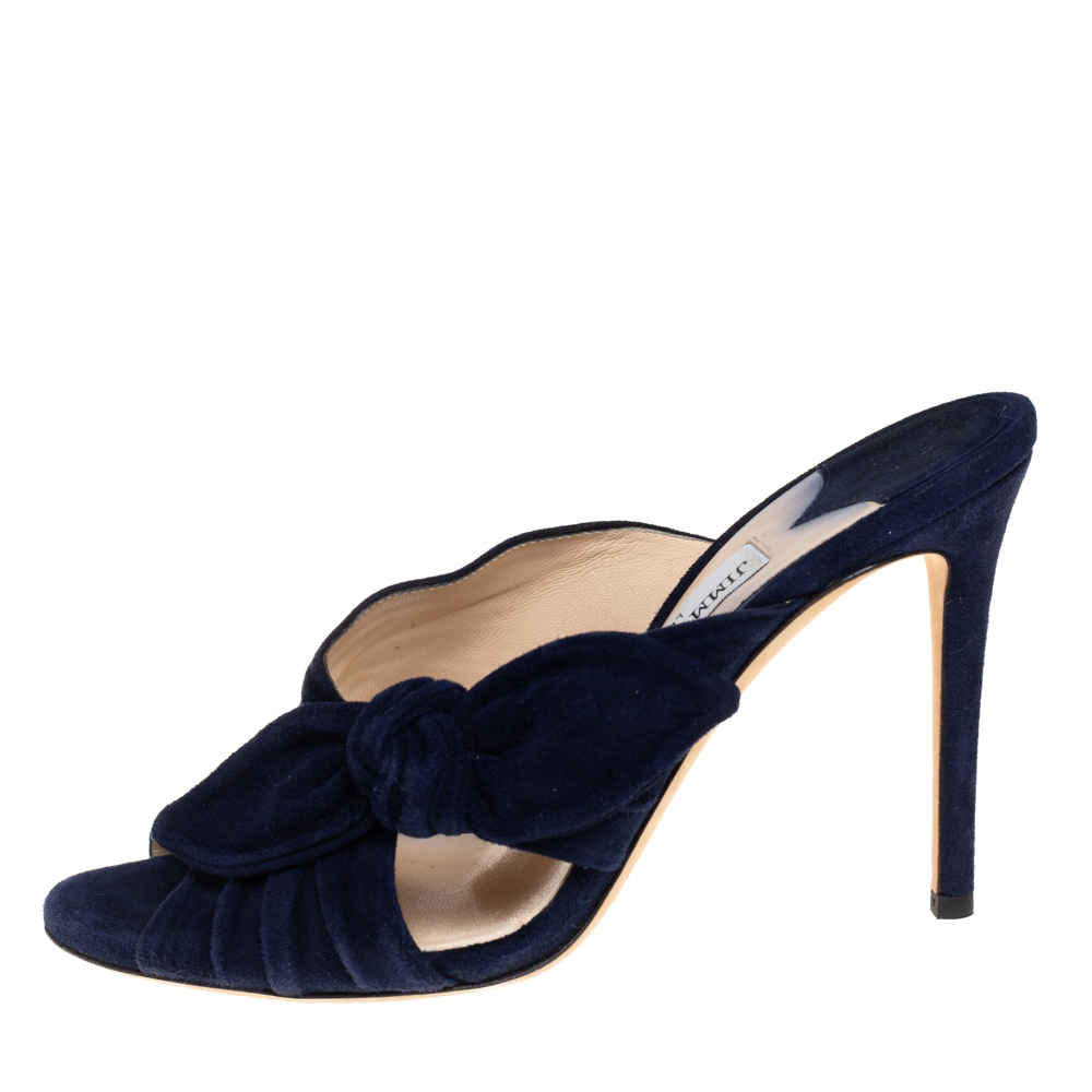 

Jimmy Choo Blue Suede Keely Slide Sandals Size