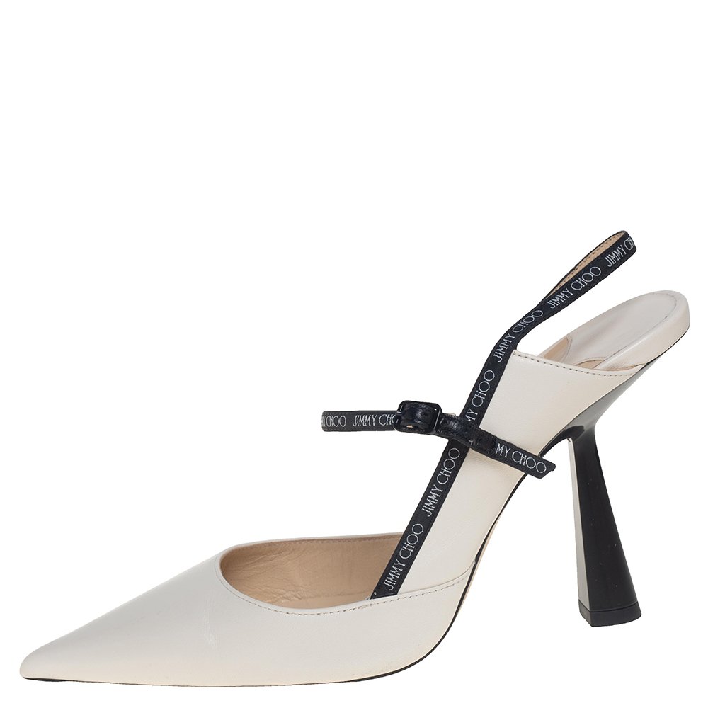 

Jimmy Choo White Leather Slingback Sandals Size