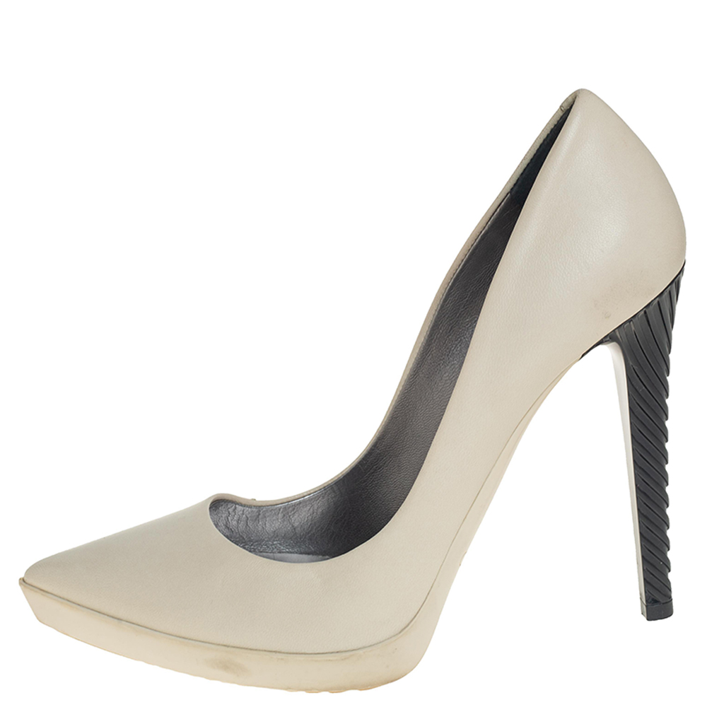 

Jimmy Choo White Leather Pointed Toe Platform Pumps Size