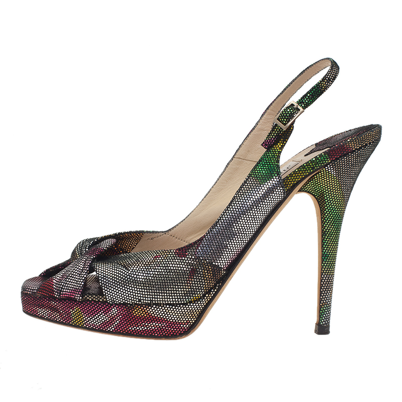 

Jimmy Choo Multicolor Glitter Marion Slingback Sandals Size