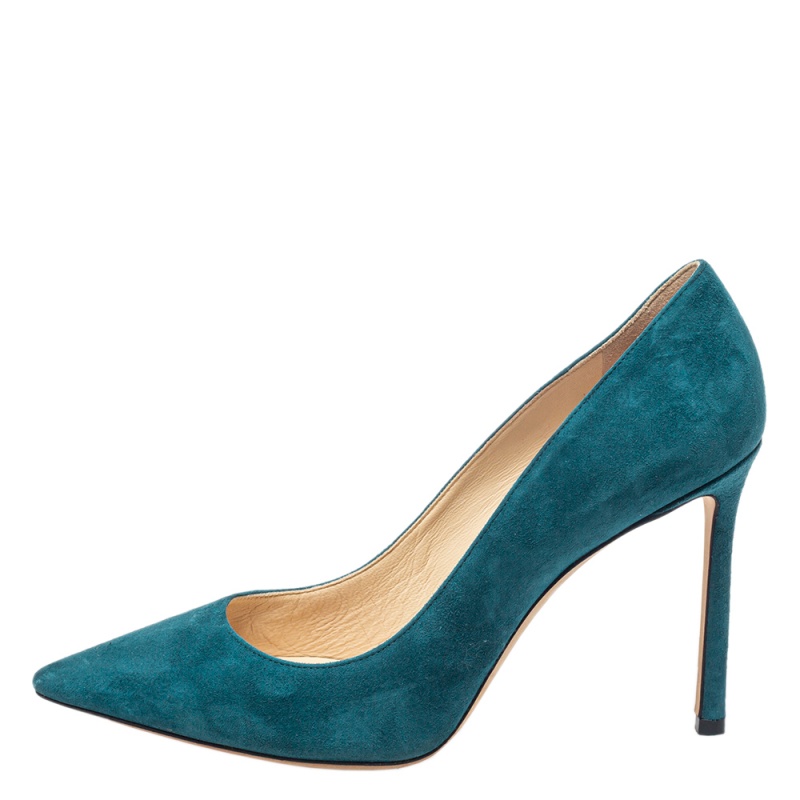 

Jimmy Choo Blue Suede Romy Pointed Toe Pumps Size