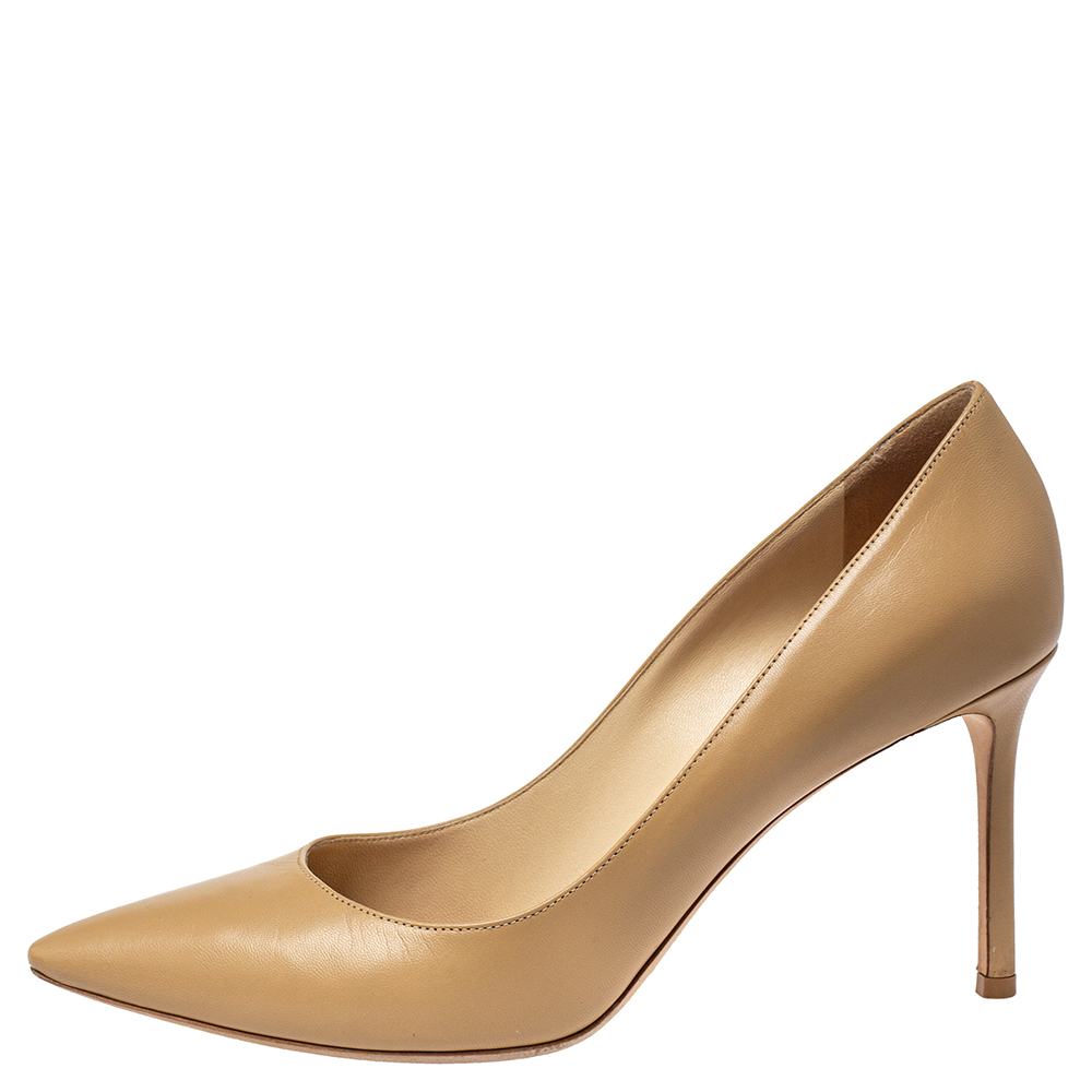 

Jimmy Choo Beige Leather Romy Pumps Size