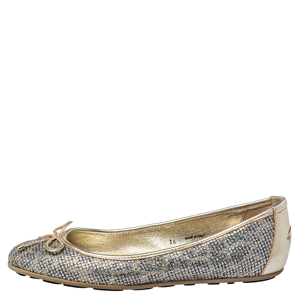 

Jimmy Choo Gold Glitter Bow Ballet Size