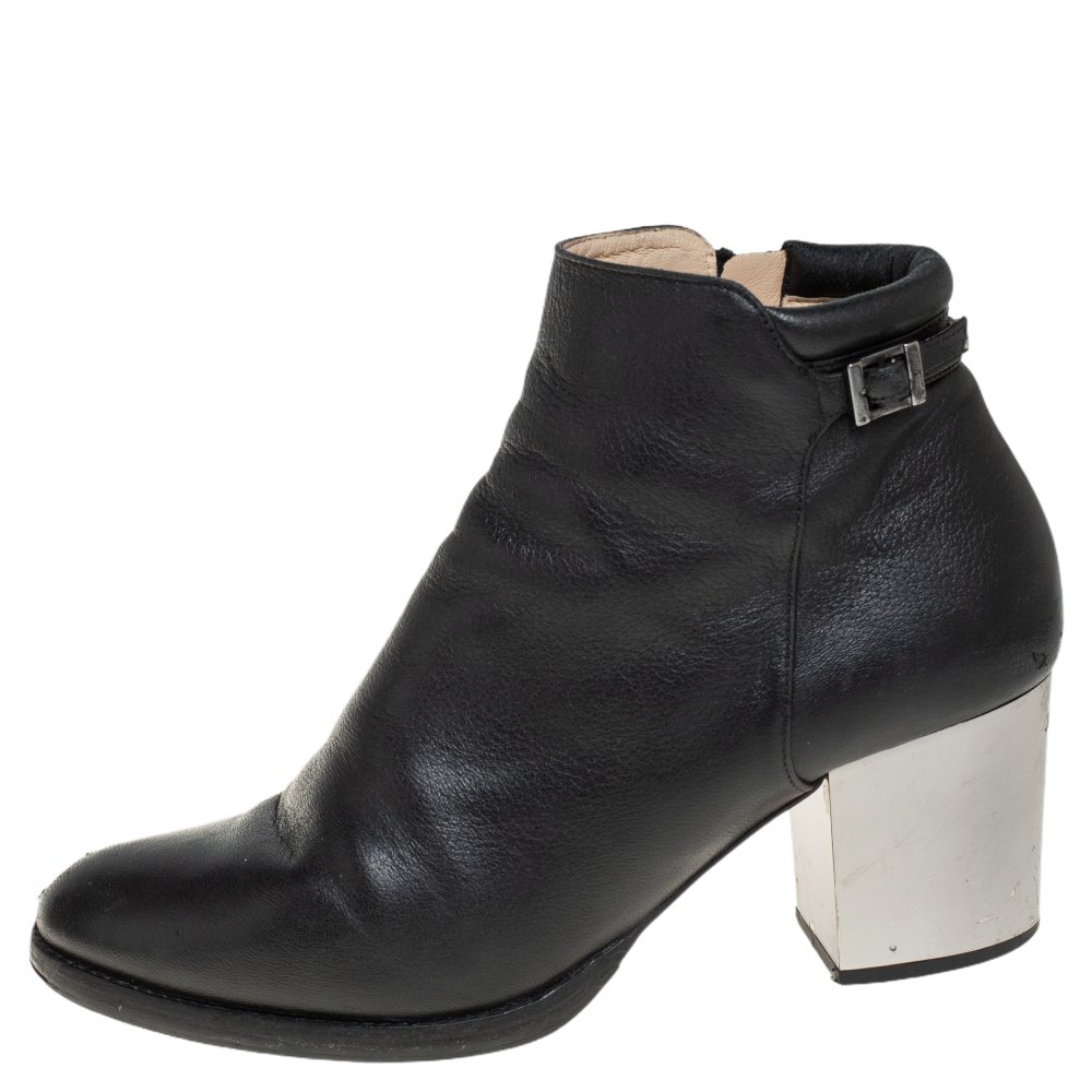 

Jimmy Choo Black Leather Zipper Ankle Boots Size