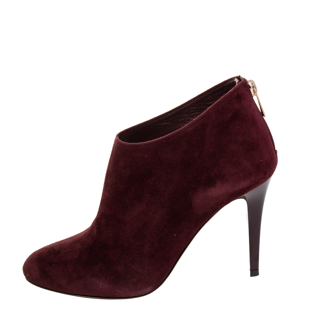 

Jimmy Choo Burgundy Suede Ankle Boots Size