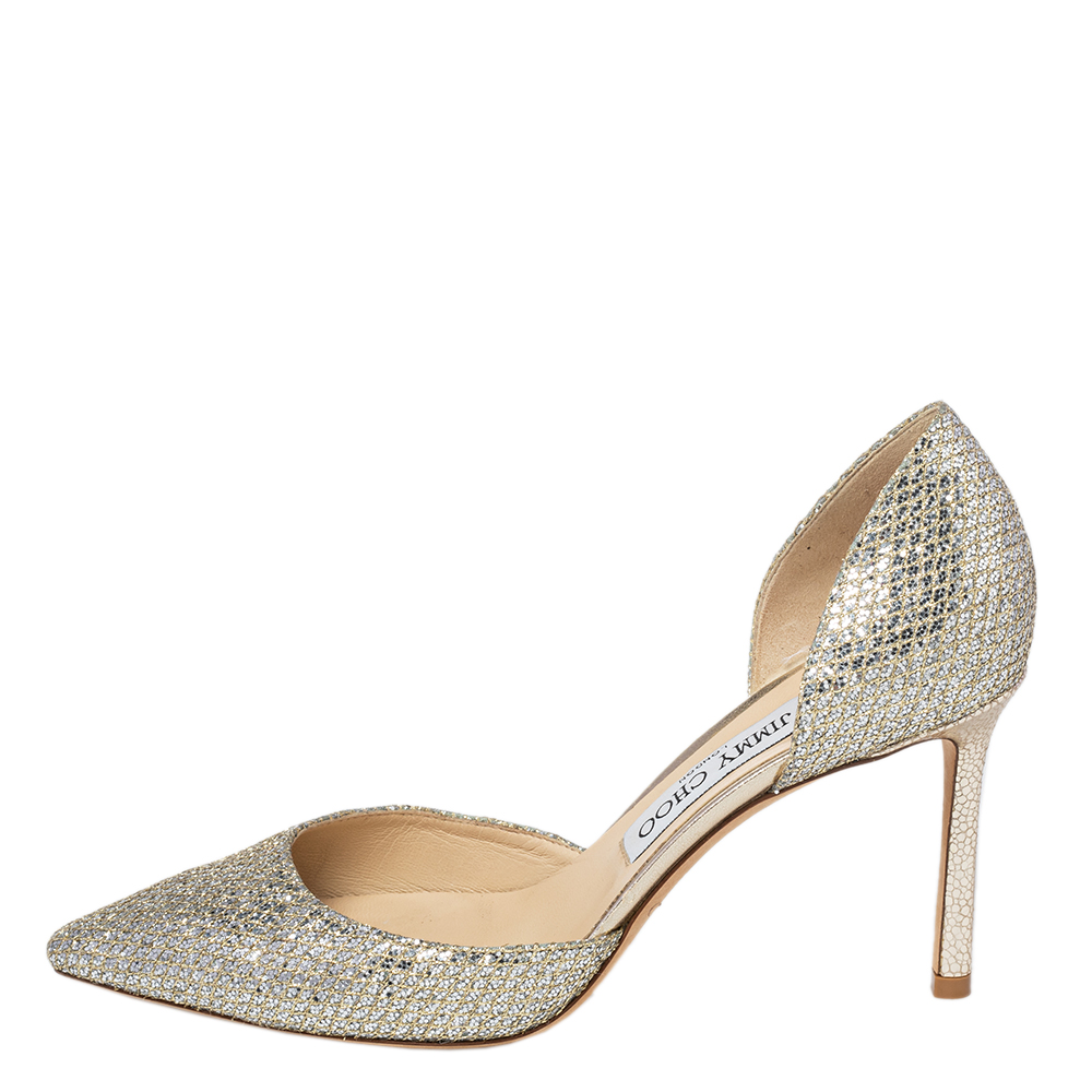 

Jimmy Choo Gold/Silver Glitter Addison D'Orsay Pumps Size