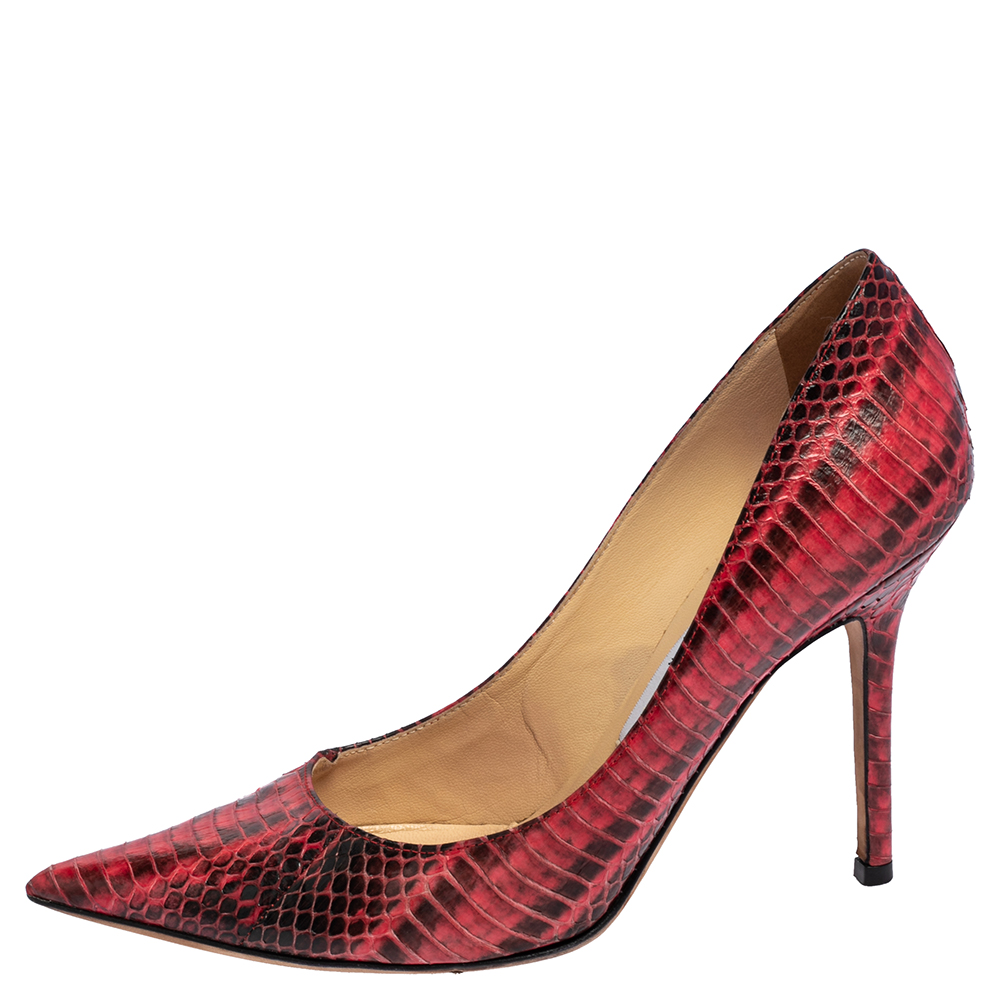 

Jimmy Choo Red Python Anouk Pointed Toe Pumps Size
