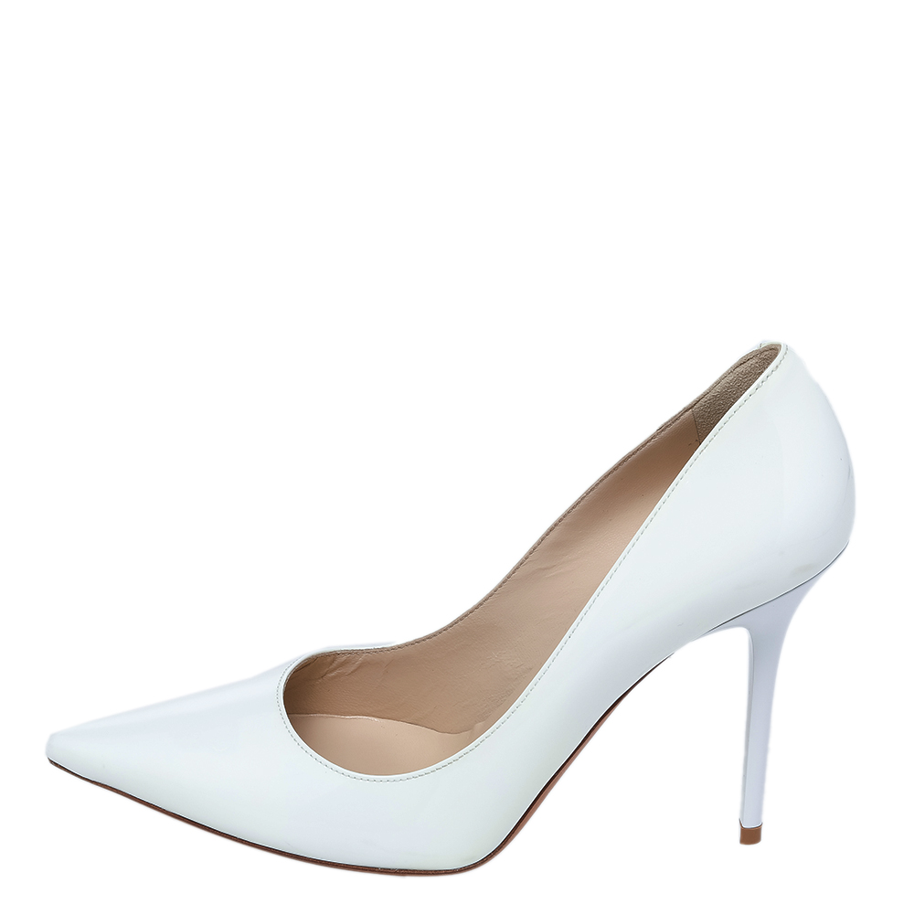 

Jimmy Choo White Patent Leather Romy Pointed Toe Pumps Size